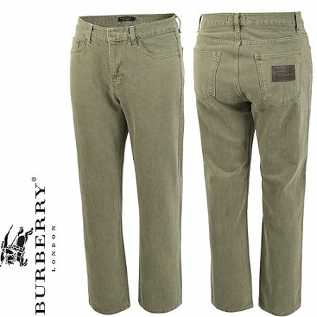 버*리 BURBERRY 레더패치 가먼트 세미 와이드데님 - 카키