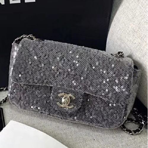 샤넬 스팽글 숄더백 그레이