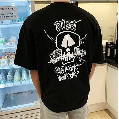 아워레가시 x 스투시 스컬 반팔 티셔츠