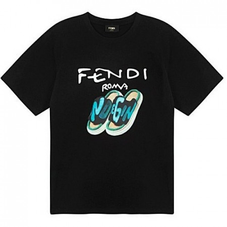 팬디 FENDI 나염 로고 티셔츠