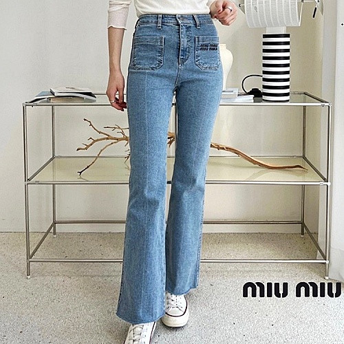 MIUMIU 로고 데님팬츠