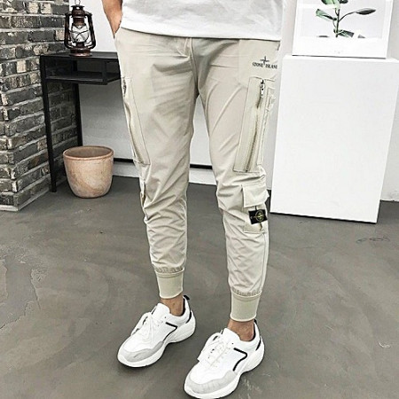 스톤아일*드 아이스 체스트로고 지퍼 카고 조거팬츠
