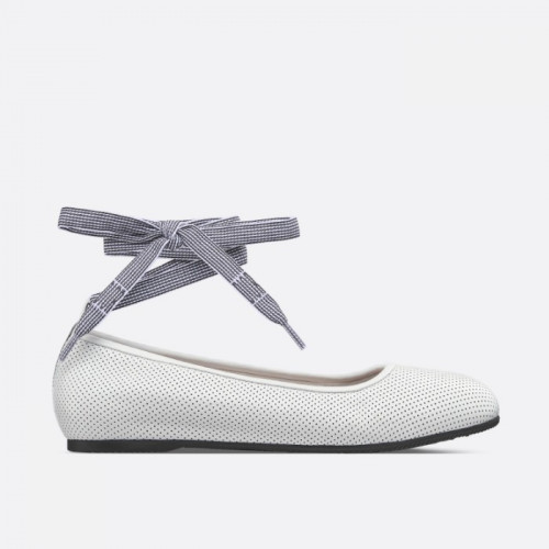 DIOR D-Journey 레이스업 발레 플랫 - 화이트