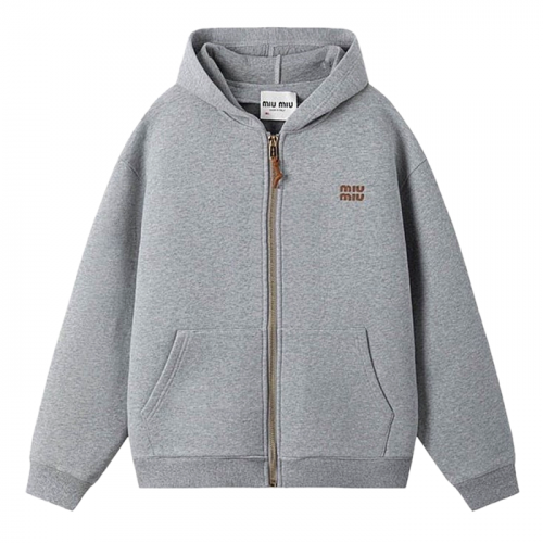 미우 MIUMIU 아이코닉 패치드 후디드 자켓