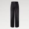 LOUIS VUITTON 플록드 다미에 데님 와이드 레그 팬츠