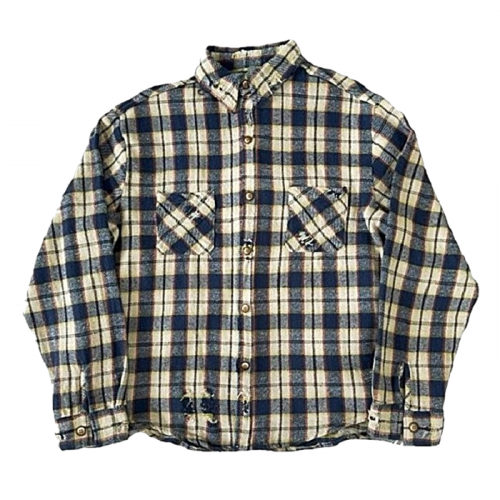 OURLEGACY 디스트플란넬 체크셔츠