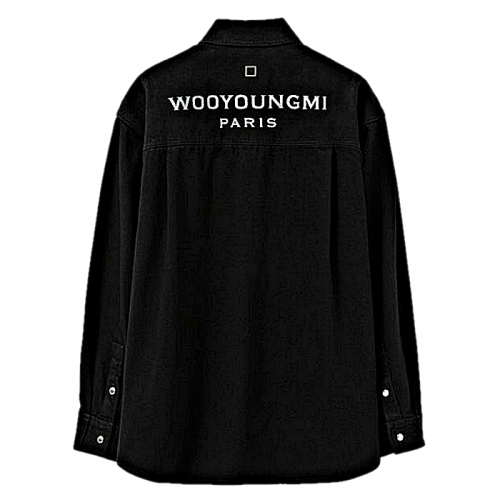 WOOYOUNGMI 솔리드 백로고드 데님셔츠