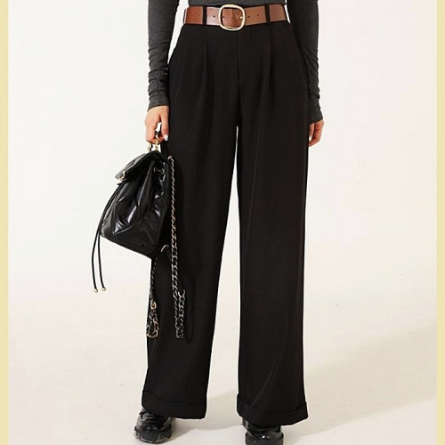 LOEWE 플리츠 트라우저 코튼 & 실크 개버딘 팬츠