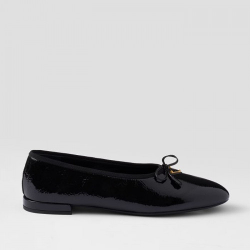 PRADA 나플락 페이턴트 가죽 발레리나 - 블랙