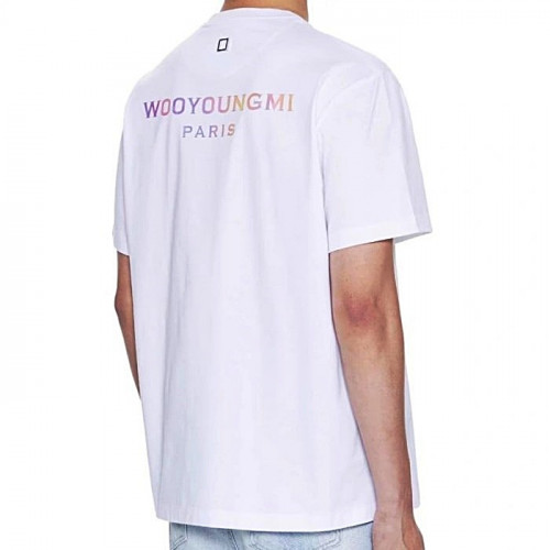 WOOYOUNGMI 블루 그라데이션 폰트 티셔츠