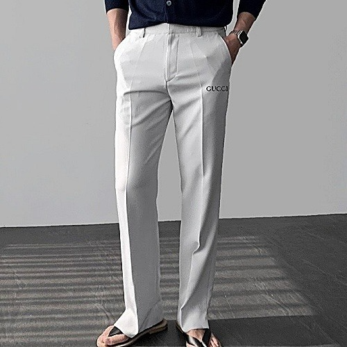 GUCCI 파나마 트윌 트임 슬랙스 - 연그레이 S