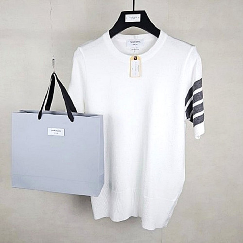 톰브*운 THOM BROWNE 사선완장 반팔니트 - 크림