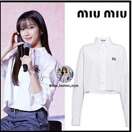 미우미우 MIUMIU 크롭 포플린 셔츠