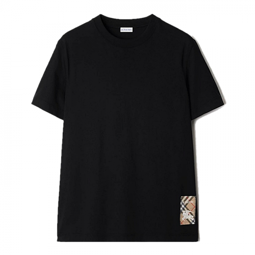 BURBERRY 체크 라벨 코튼 티셔츠