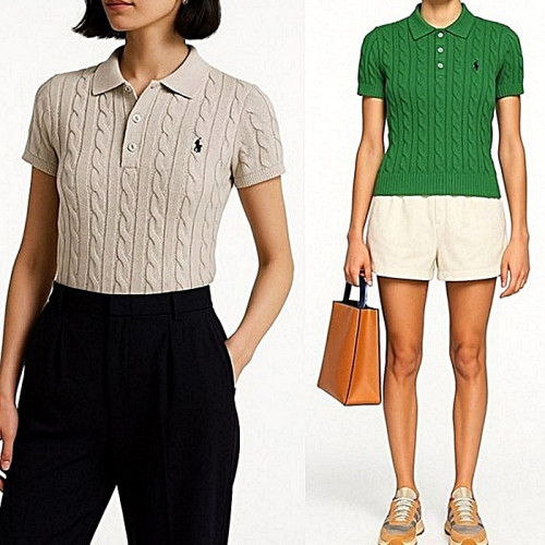 랄프로렌 Polo ralphlauren 케이블 카라 니트반팔