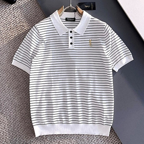 SAINT LAURENT 단가라 자수로고 카라 쿨니트