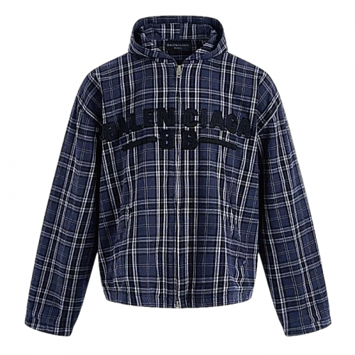 BALENCIAGA 블리치드 플란넬 후디드 자켓