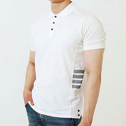 THOM BROWNE 립 커프 코튼 피케 티셔츠