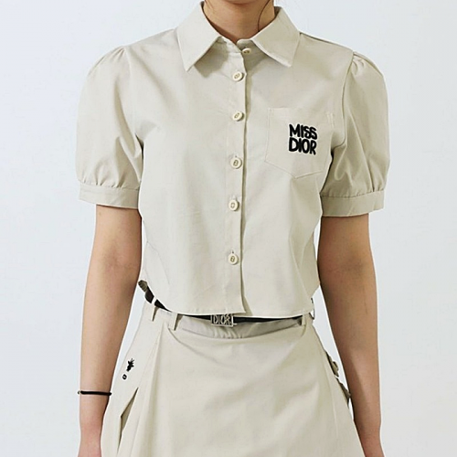 DIOR MISS DR 크롭 셔츠 & 벨트 스티치 플리츠 스커트 SET