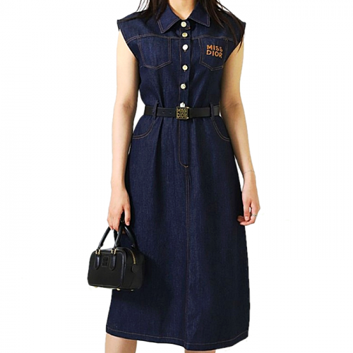 디올 DIOR 벨트 데님 원피스