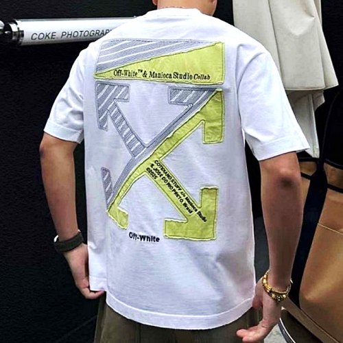 오프화이트 OFF-WHITE 자수로고 시그니처 라운드 티셔츠