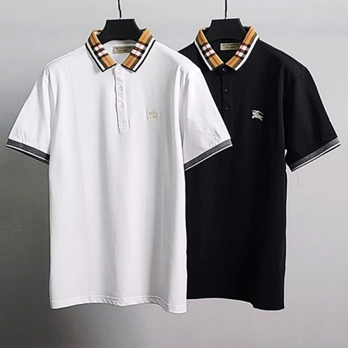 BURBERRY 체크카라 기사자수 반팔 카라티