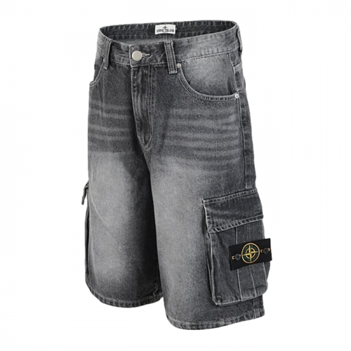 STONE ISLAND 빈티지 워싱 6부 버뮤다 카고 팬츠