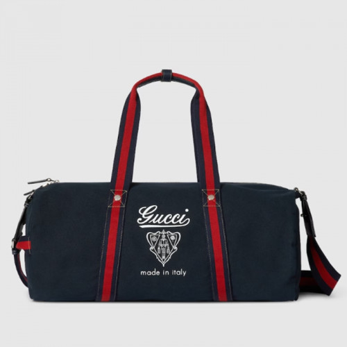 Gucci  라지 프린트 캔버스 여행 가방 - 다크 블루 캔버스