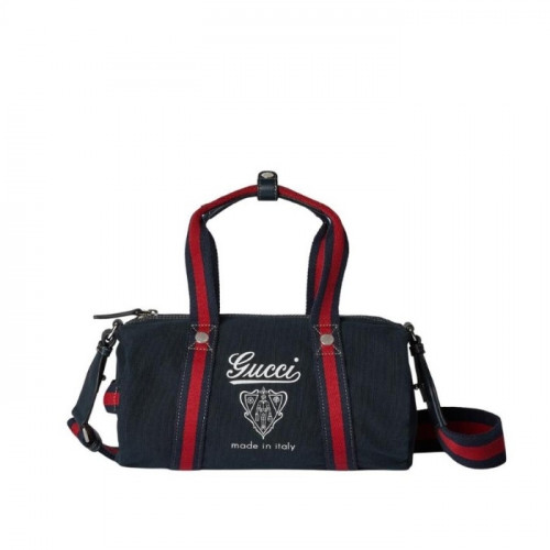 Gucci 스몰 프린트 캔버스 여행 가방 - 다크 블루 캔버스