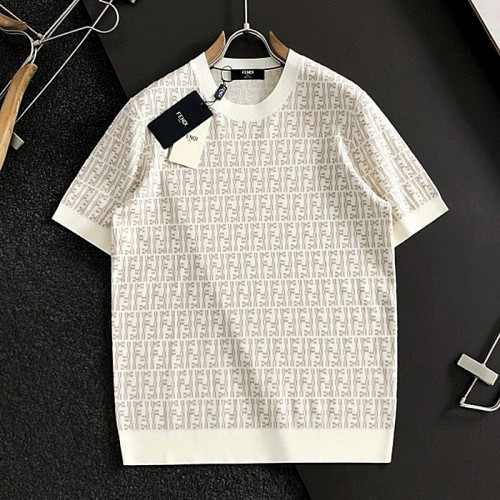 펜디 FENDI 배색 자가드 라운드 쿨니트