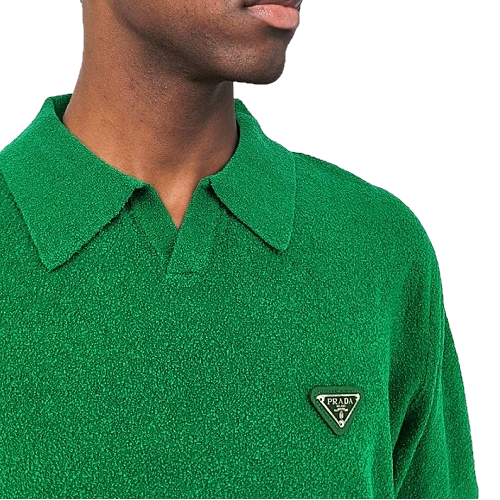 PRADA 부클 오픈카라 니트반팔