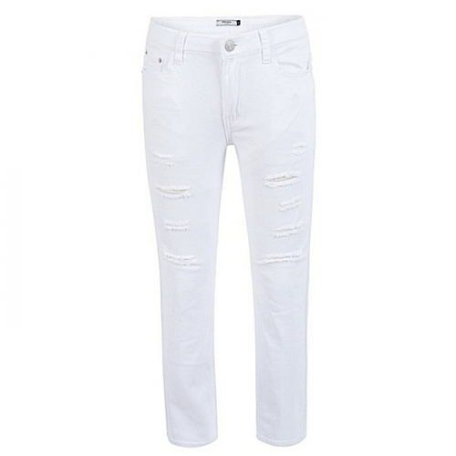 PRADA 화이트 구제 슬림일자 팬츠