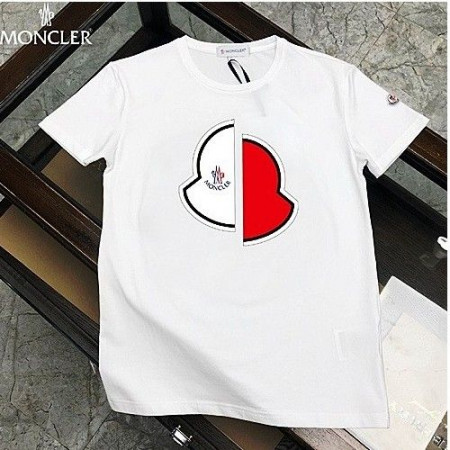 MONCLER 레드 하프 심볼 로고 티셔츠