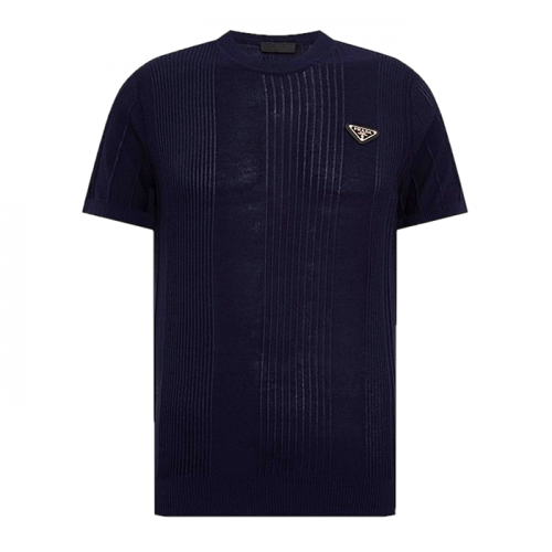 프라다 PRADA 플레이트 리브니티드 티셔츠