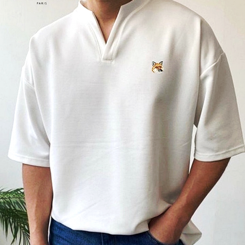 MAISON KITSUNE 막시 V 트임넥 티셔츠