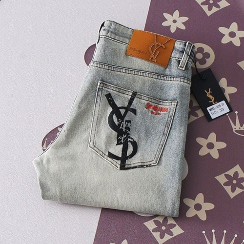 SAINT LAURENT 프린팅자수 믹스로고 스판 워싱 데님진