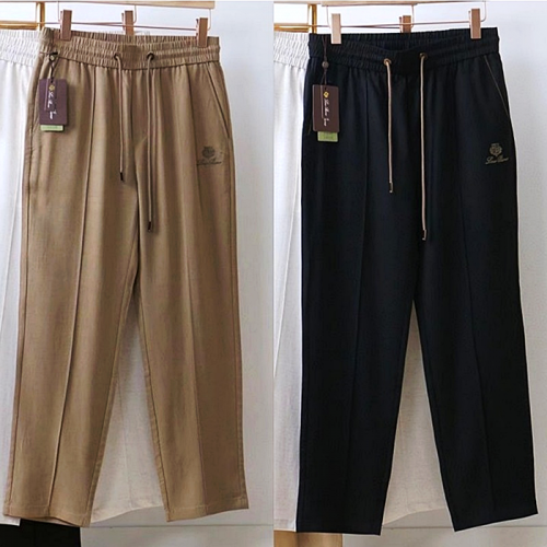 Loro Piana 자수로고 클래식 린넨 와이드 팬츠