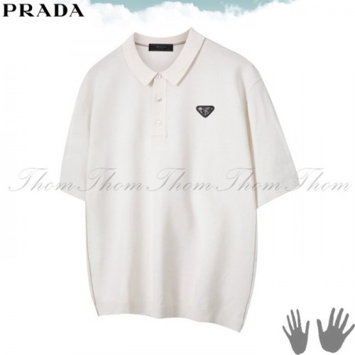 PRADA 워셔블 카라 반팔 니트