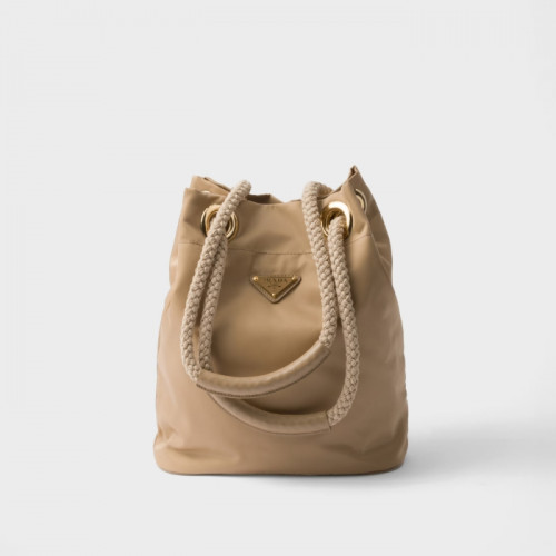 프라다 마리너 스몰 리나일론 버킷 백 - 카멜 브라운