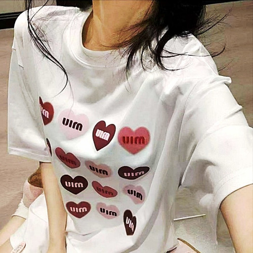 미우MIUMIU 하트로고 티셔츠