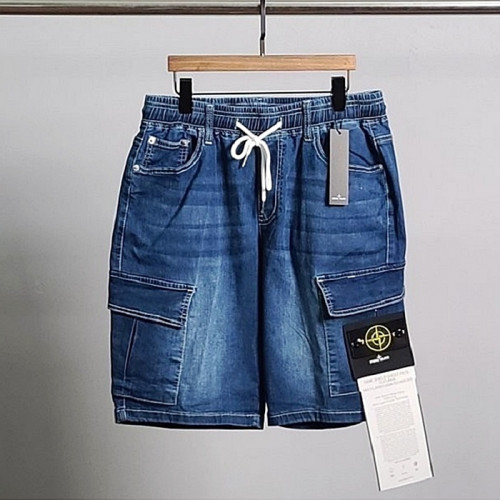 STONE ISLAND 사선포켓 진청 반바지