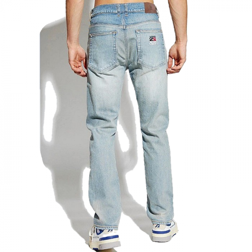 LOEWE 컬러 아나그램 자수 연청워싱 슬림진