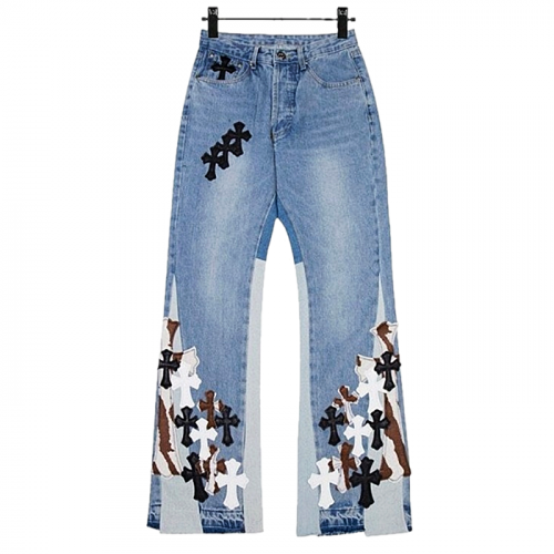 Chrome hearts 멀티 컬러 크로스 플레어 데님 팬츠