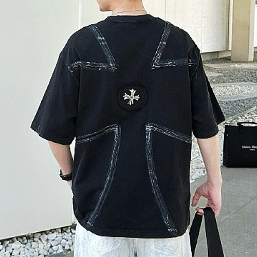 Chrome hearts  피그먼트 크로스 절개티셔츠