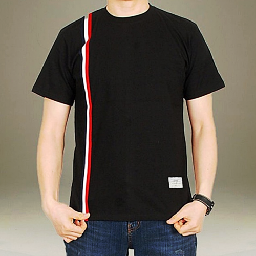 THOM BROWNE 테이프 면 반팔 티셔츠