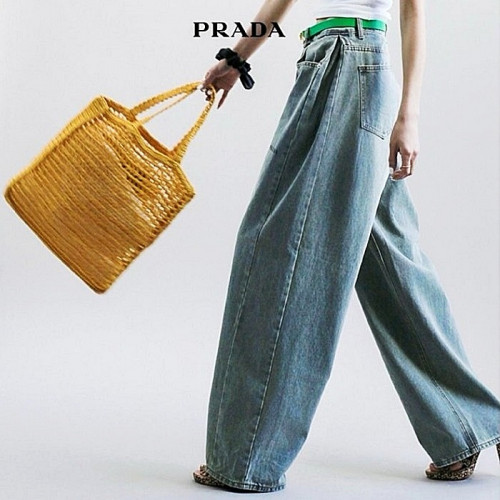 PRADA 드로우 와이드 데님 팬츠