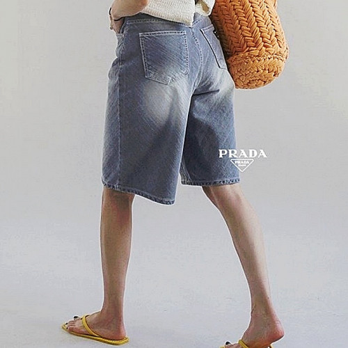 PRADA 워싱 그레이 데님 5부 팬츠