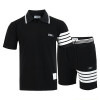 THOM BROWNE 화이트 시보리 오픈 카라 반팔 & 반바지 SET