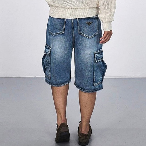 PRADA 버뮤다 카고 워싱 데님쇼츠