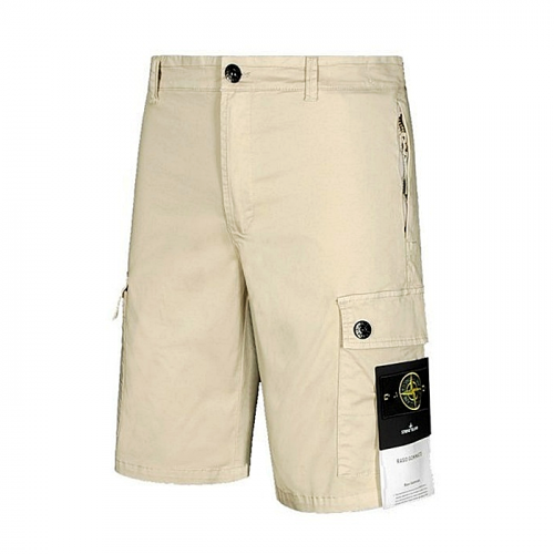 STONE ISLAND 와펜패치 절개라인 가먼트다이드 카고 하프팬츠